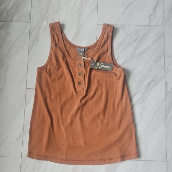 Natural Reflections Tops - Natural Reflections Burnt Orange Henley Tank